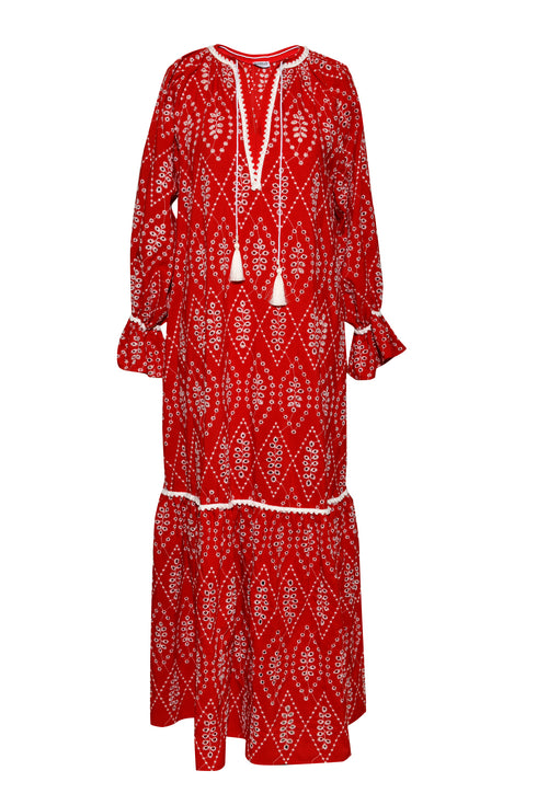 V NECK EMBROIDERED DRESS - Barrus London